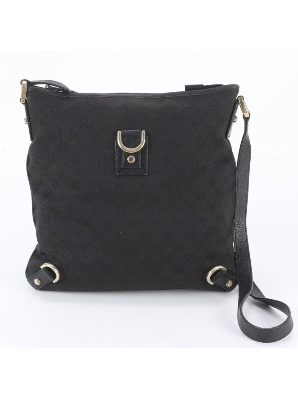 Gucci GG Canvas Abbey Leather Shoulder Bag Crossbody Black